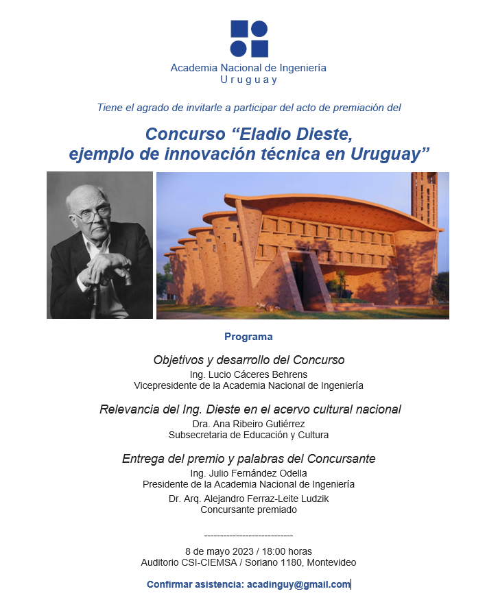 ANIU Invitación a Premiación concurso Eladio Dieste