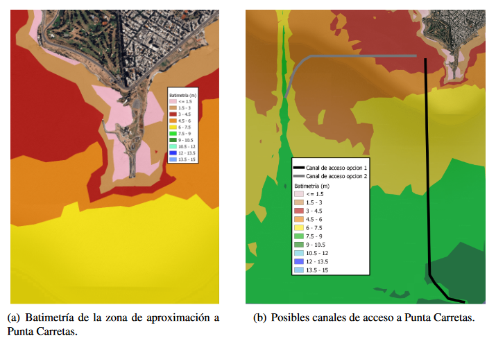 Batimetria puerto de Punta Carretas del proyecto de fin de carrera de Ingenieria Hidraulica