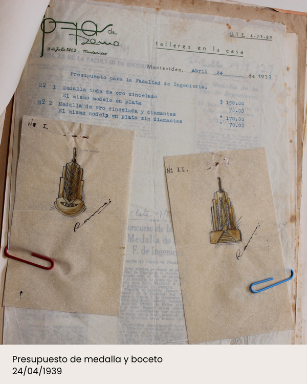 presupuesto medalla oro 1939 Facultad de Ingenieria Udelar